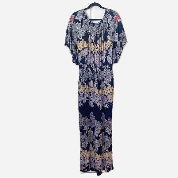 Raga Anthropologie Jolie Off Shoulder Ruffled Smocked Jumpsuit Medium NWT - Picture 12 of 13